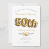 50周年結婚記念日パーソナライズド偽金 招待状 (正面)