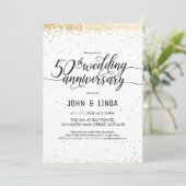 50周年結婚記念日パーティー招待状 - ゴールド 招待状 (スタンド正面)