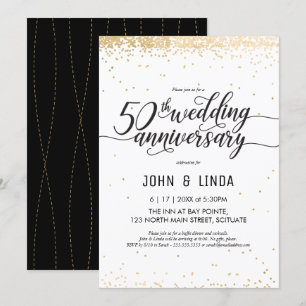 50周年結婚記念日パーティー招待状 - ゴールド 招待状
