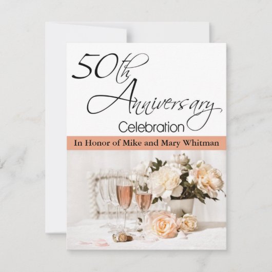 50周年結婚記念日パーティー招待状 招待状 (正面)
