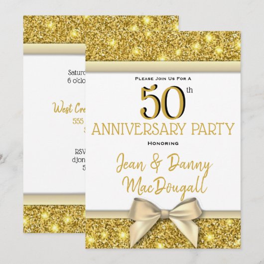 50周年結婚記念日パーティー招待状 招待状 (正面/裏面)