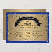 50周年結婚記念日パーティー　お祝いのコンフェッティ 招待状 (正面/裏面)