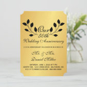 50周年結婚記念日パーティー ゴールド招待状 招待状 (スタンド正面)