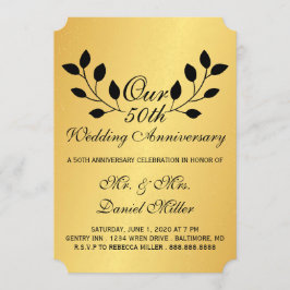 50周年結婚記念日パーティー ゴールド招待状 招待状