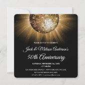 50周年結婚記念日パーティー ゴールド ディスコボール 招待状 (正面)