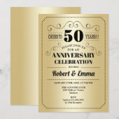 50周年結婚記念日パーティー - ゴールド ブラック 招待状 (正面/裏面)