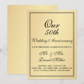50周年結婚記念日パーティー ライトゴールド 招待状 (正面/裏面)