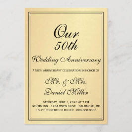 50周年結婚記念日パーティー ライトゴールド 招待状