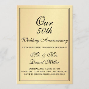 50周年結婚記念日パーティー ライトゴールド 招待状