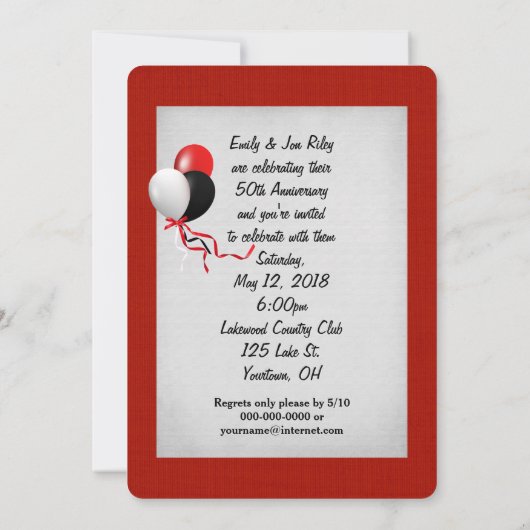 50周年結婚記念日パーティー 招待状 (裏面)