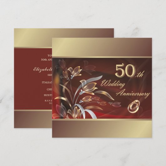 50周年結婚記念日パーティー 招待状 (正面/裏面)