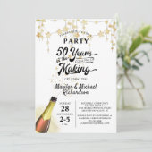 50周年結婚記念日レトロ 歳月を重ねて 招待状 (スタンド正面)