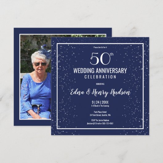 50周年結婚記念日写真 招待状 (正面/裏面)