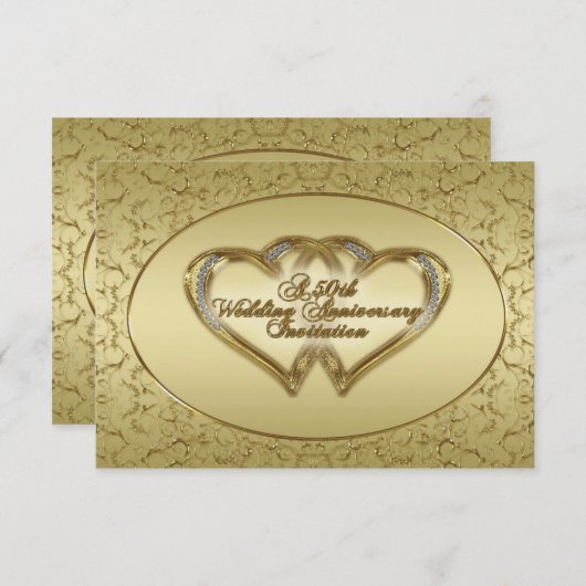 50周年結婚記念日出欠確認招待状 招待状 (正面/裏面)