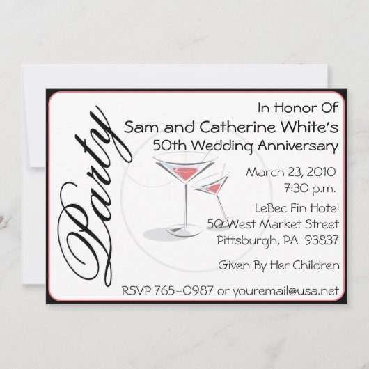 50周年結婚記念日招待状カクテル 招待状 (正面)
