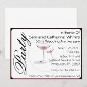 50周年結婚記念日招待状カクテル 招待状 (正面/裏面)