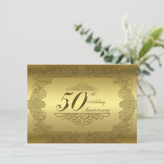 50周年結婚記念日招待状カード 招待状 (スタンド正面)