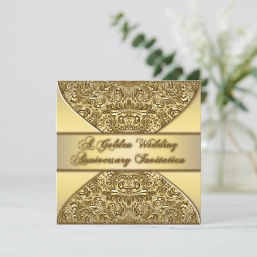 50周年結婚記念日招待状カード 招待状 (スタンド正面)