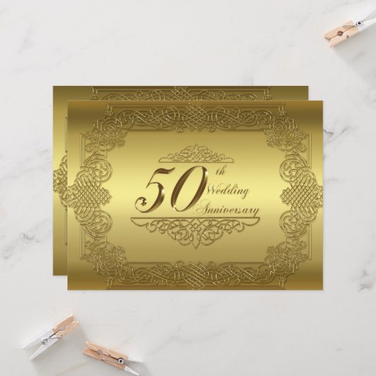 50周年結婚記念日招待状カード 招待状 (正面/裏面インサイチュ)