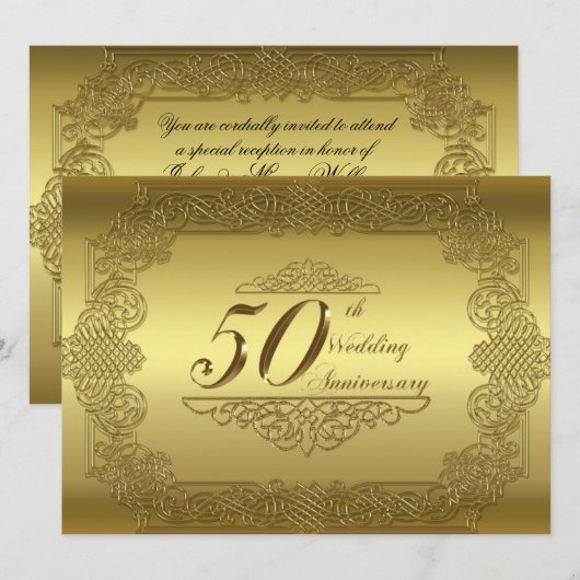 50周年結婚記念日招待状カード 招待状 (正面/裏面)