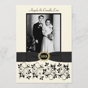 50周年結婚記念日招待状 - アイボリー 招待状
