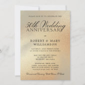 50周年結婚記念日招待状 ゴールドグリッター 招待状 (正面)