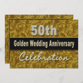 50周年結婚記念日招待状 - ゴールド 招待状 (正面/裏面)