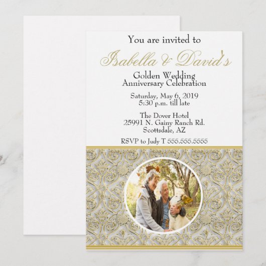 50周年結婚記念日招待状 招待状 (正面/裏面)