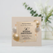 50周年結婚記念日祝賀会 ゴールド 招待状 (スタンド正面)