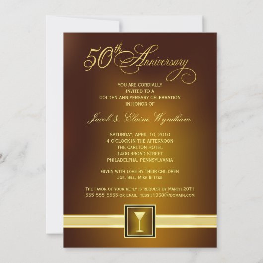 50周年結婚記念日祝賀会 - モダン 招待状 (裏面)