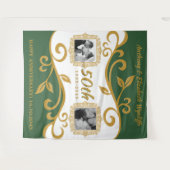 50周年結婚記念日 あなたの写真 グリーンゴールド タペストリー (正面(横))