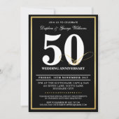 50周年結婚記念日 おしゃれなゴールドの招待状 招待状 (正面)