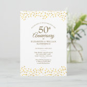 50周年結婚記念日 おしゃれなゴールドハートの写真 招待状 (スタンド正面)