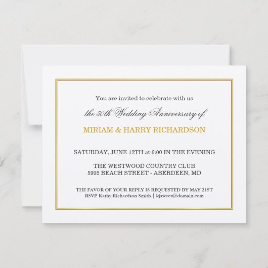 50周年結婚記念日 - お手頃な招待状 招待状 (裏面)