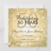 50周年結婚記念日 ウィンター ワンダーランド ゴールド 招待状 (正面)