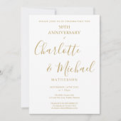 50周年結婚記念日 エレガント ゴールド シグネチャー 招待状 (正面)