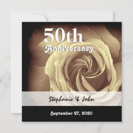 50周年結婚記念日 エレガント ゴールド ローズ A01B 招待状