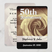 50周年結婚記念日 エレガント ゴールド ローズ A01B 招待状 (正面/裏面)