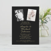 50周年結婚記念日 エレガント シック ブラック ゴールド 招待状 (スタンド正面)