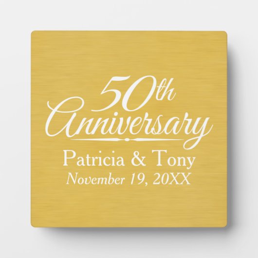 50周年結婚記念日 オーダーメイド ゴールド フォトプラーク (正面)