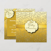 50周年結婚記念日 - ゴールデン 招待状 (正面/裏面)