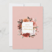 50周年結婚記念日 ゴールドとブッシュの花 招待状 (裏面)