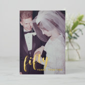 50周年結婚記念日 ゴールドホイル＆フォト 箔招待状 (立ち正面)