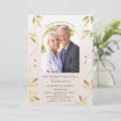 50周年結婚記念日 ゴールドリーフ 招待状 (スタンド正面)