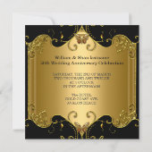 50周年結婚記念日 ゴールド ブラック バタフライ 招待状 (裏面)