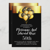 50周年結婚記念日 ゴールド ブラック 招待状 (正面/裏面)