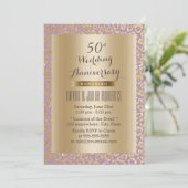 50周年結婚記念日 ゴールド＆ヴァイオレットヒョウ 招待状 (スタンド正面)