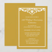 50周年結婚記念日 ゴールド ヴィンテージ フローリッシュ 招待状 (正面/裏面)