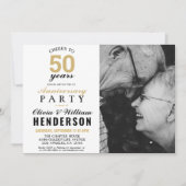 50周年結婚記念日 | ゴールド 50年のお祝い 招待状 (正面)
