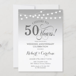 50周年結婚記念日 - シルバー ホワイト 招待状